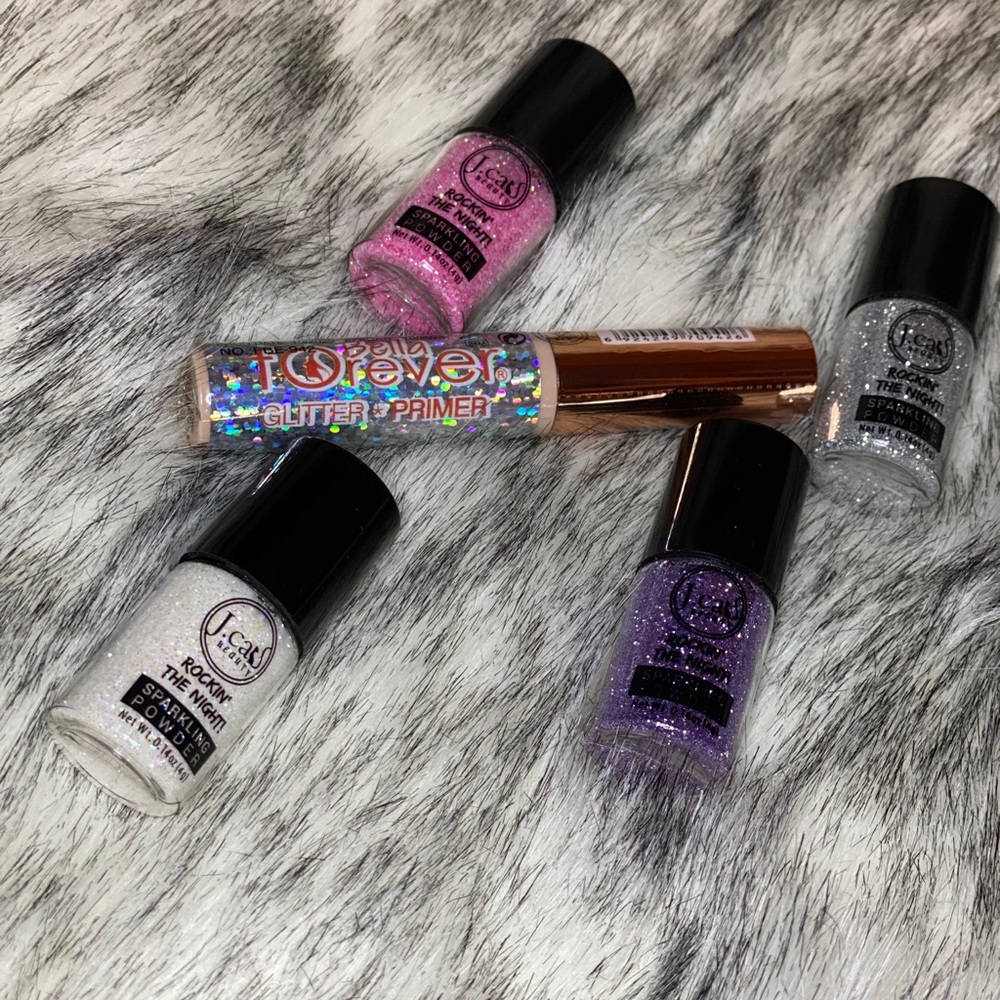 Bella forever glitter primer and 4 j cat glitters
